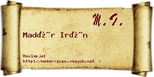 Madár Irén névjegykártya