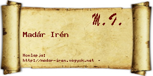Madár Irén névjegykártya